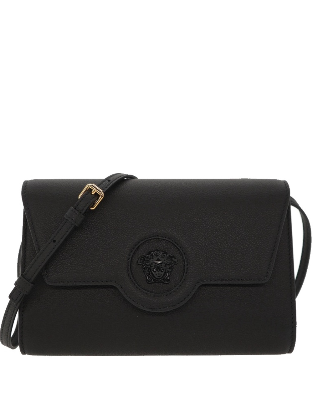 Versace Medusa Crossbody Bag Convertible Clutch Black Leather New